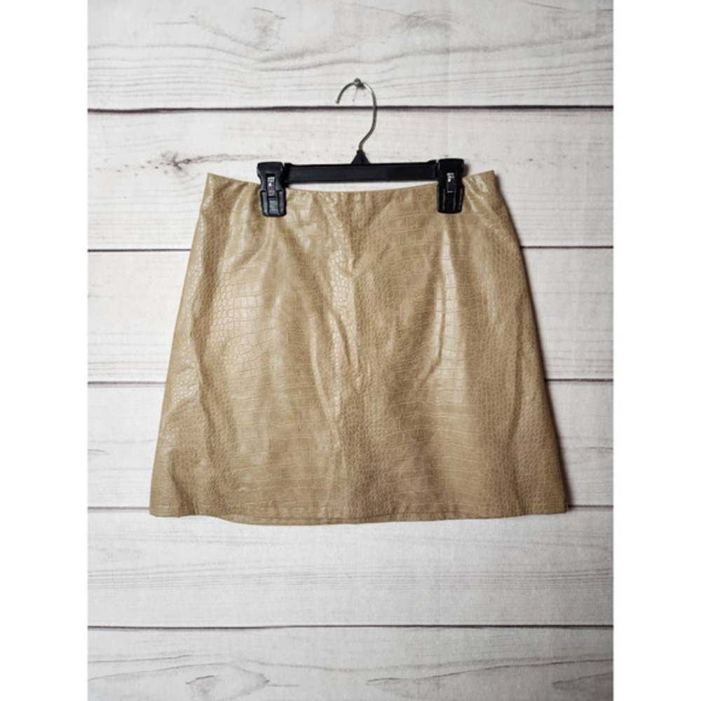Primark Women Camel A Line Skirt Brown Snake Print Above Knee Polyurethane 6 New